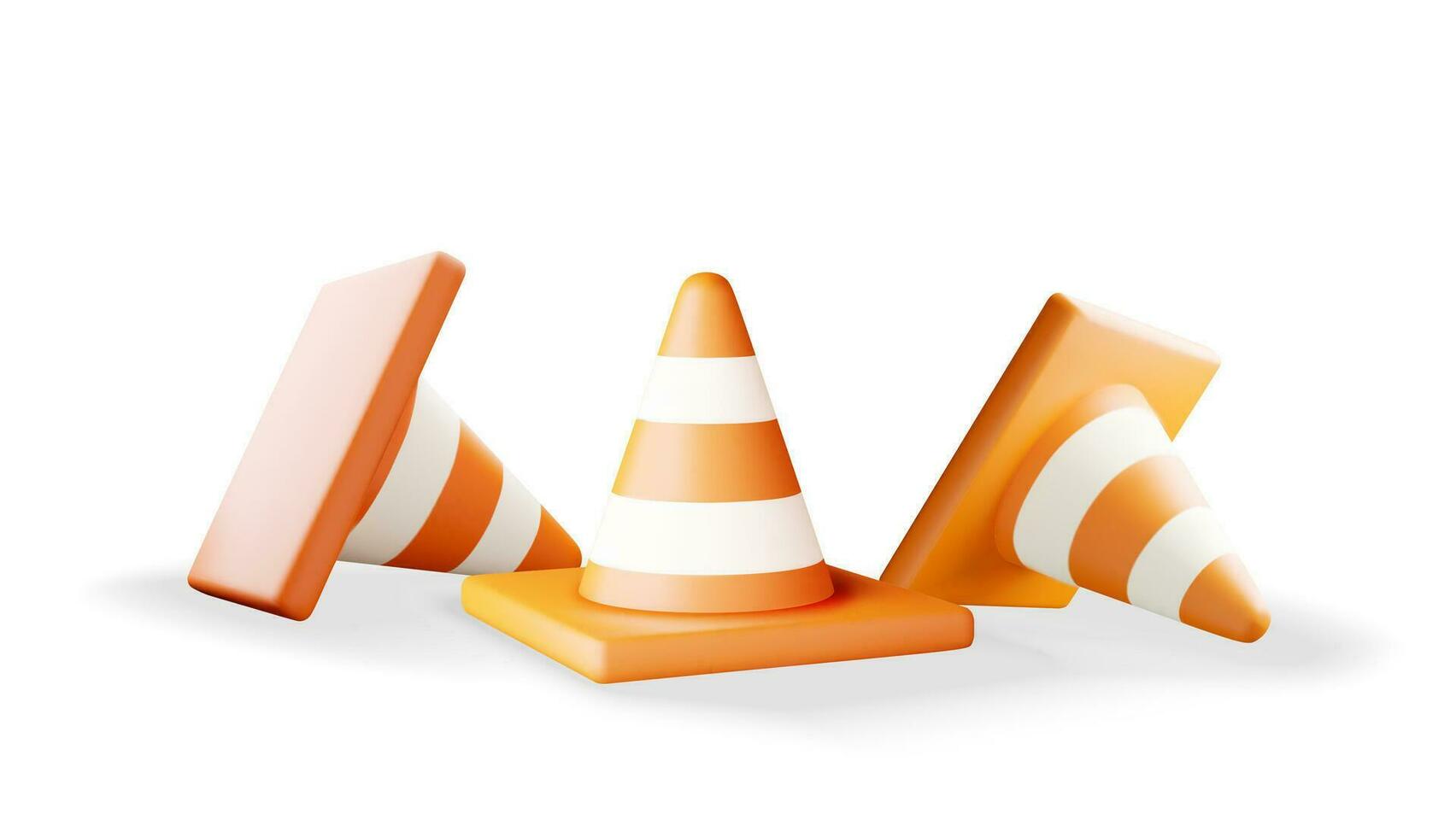 3D Traffic Cone Icon Pile vector