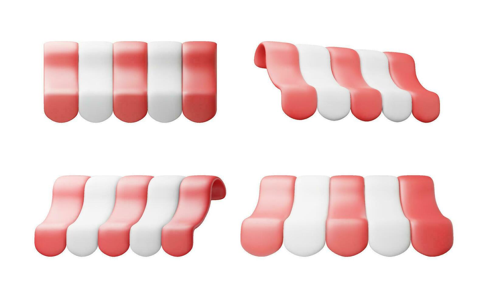 3D Striped Awning Set Isolated on White. vector