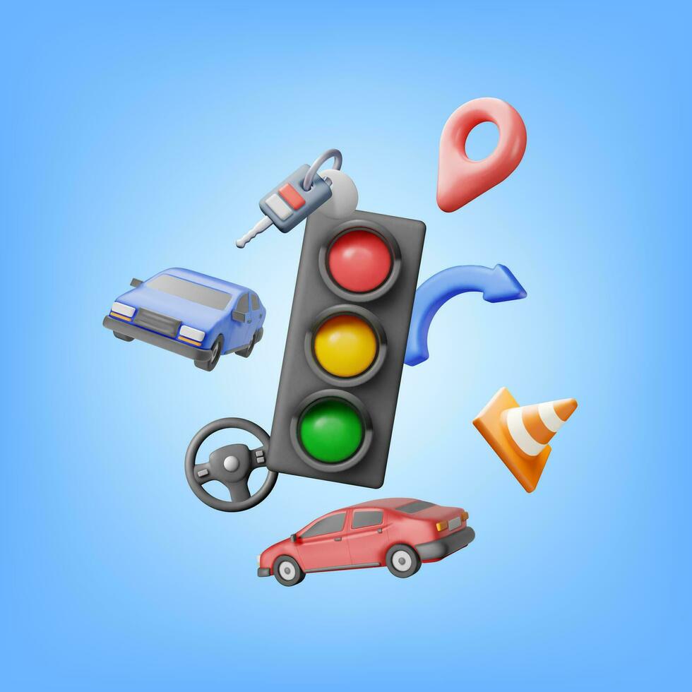 3D Concept of Driving School Isolated vector