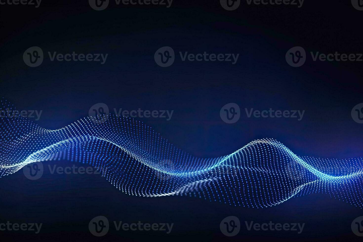 AI generated Dynamic blue particle wave. Abstract sound visualization. Digital structure of the wave flow of luminous particles. AI Generated. photo