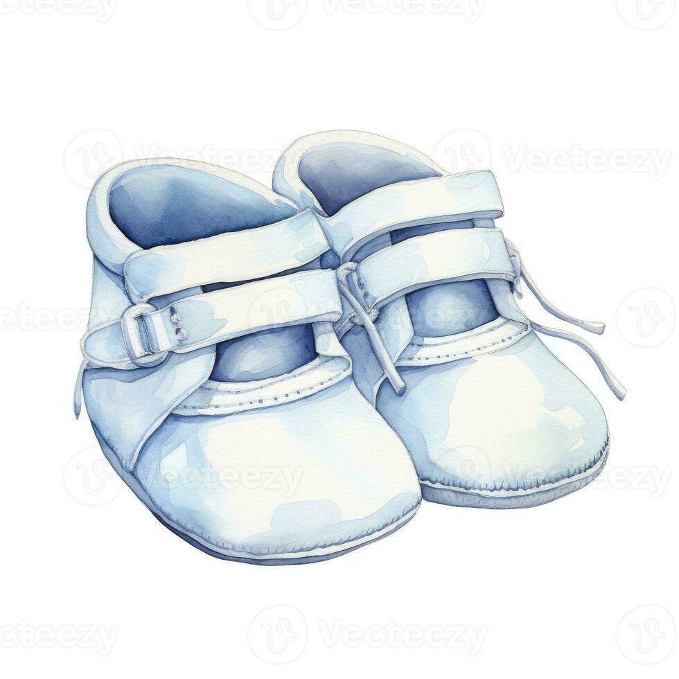 AI generated Watercolor newborn small shoes isolated white background. AI Generated photo