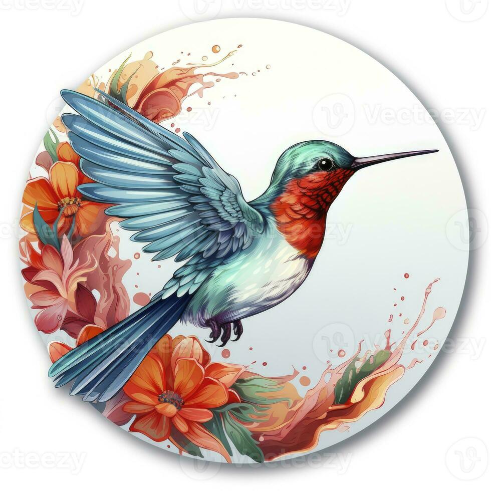 AI generated Hummingbird clipart on white background. AI Generated photo