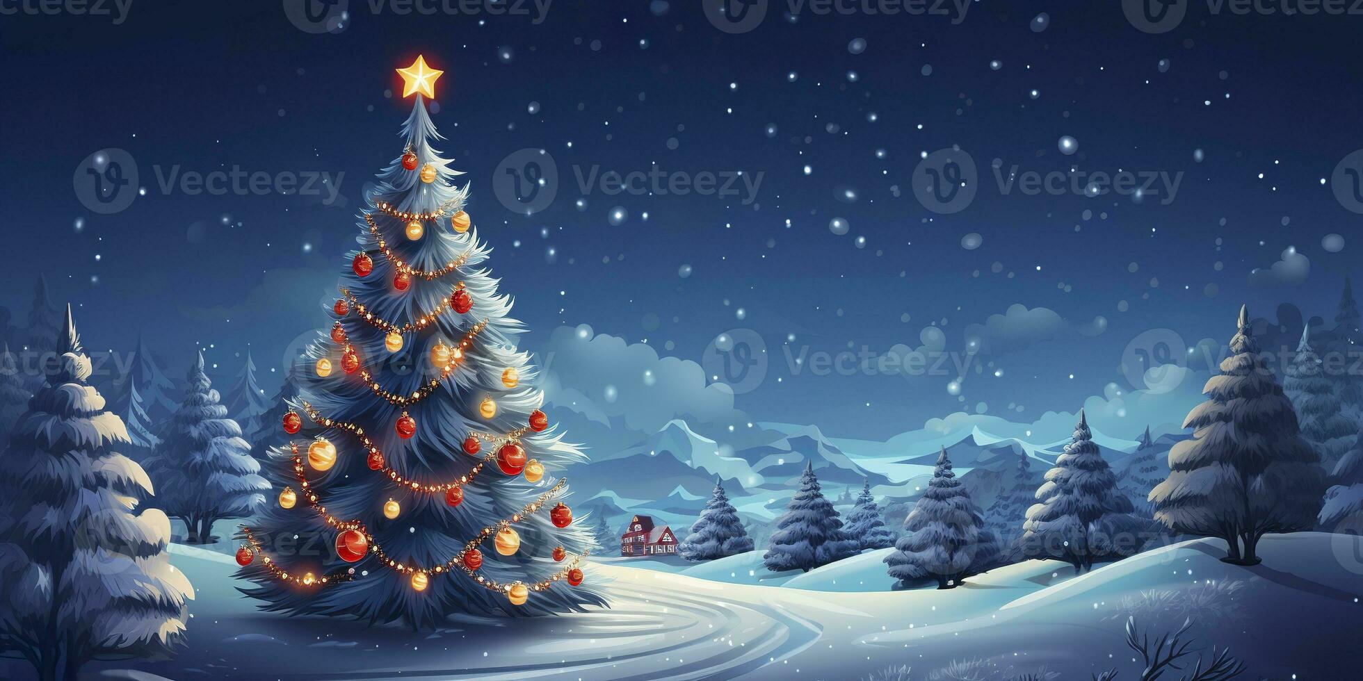 AI generated Merry Christmas and Happy New Year Background. AI Generated photo