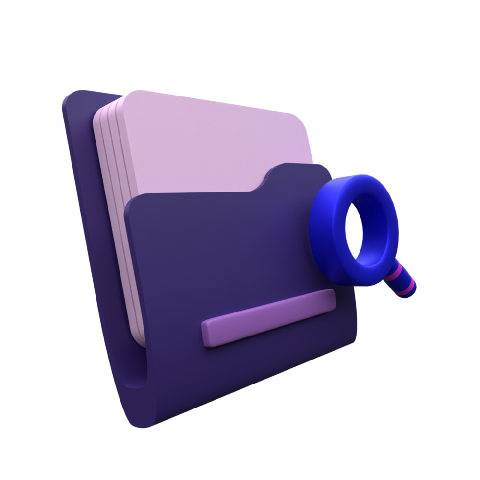 unique 3d rendering search folder icon simple.Realistic vector illustration. png