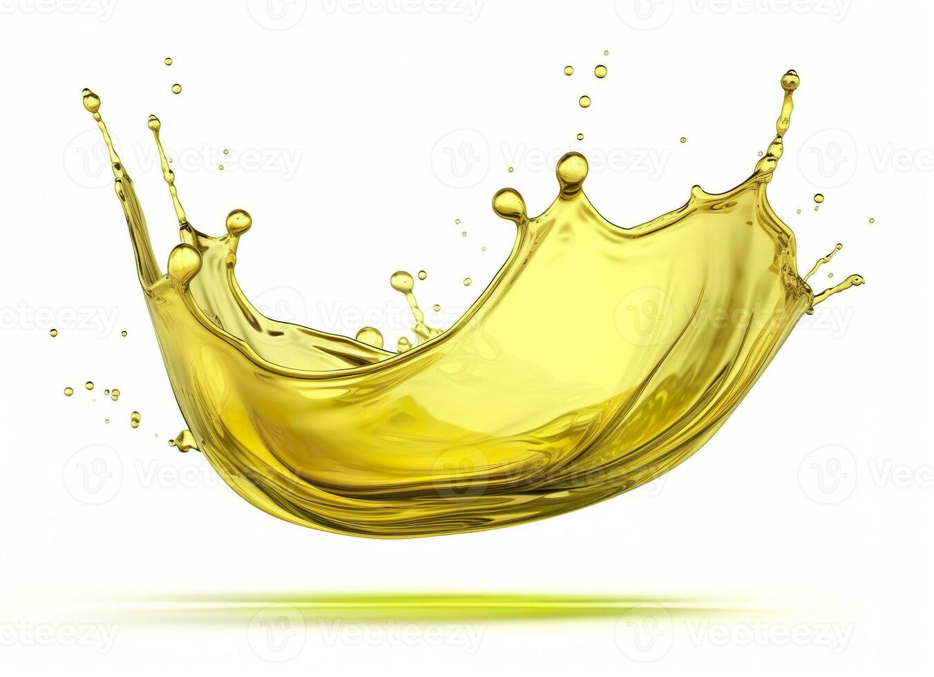 AI generated Olive or engine oil splash, cosmetic serum liquid isolated on white background. Generative AI photo