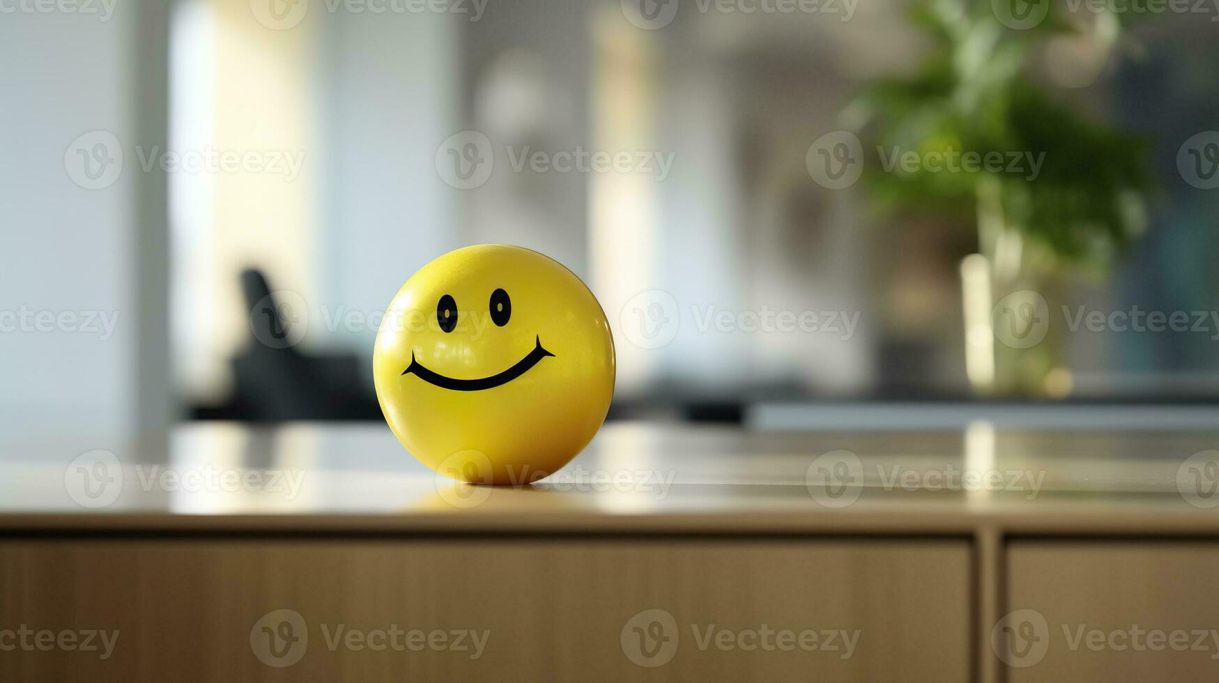 AI generated A Yellow Smiling Ball Can Promote a Positive Work Environment. Generative AI photo