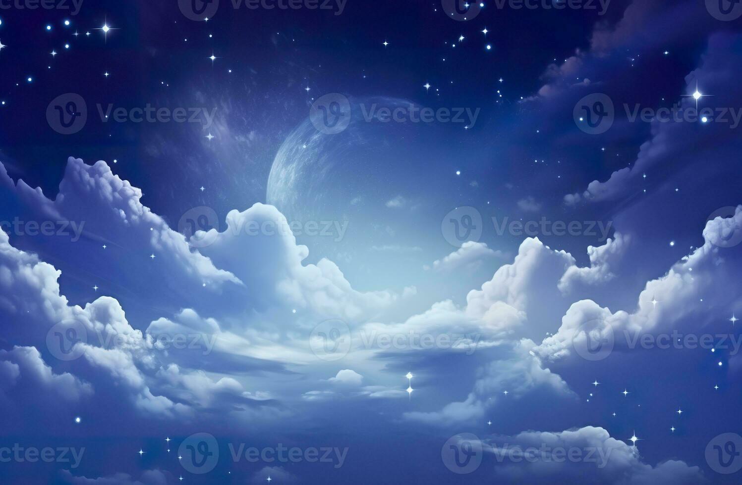 AI generated Space of night sky with clouds and stars. Generative AI photo
