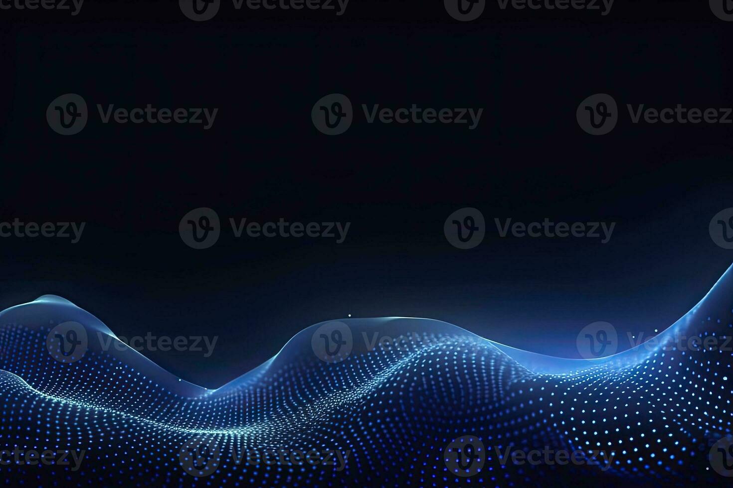 AI generated Dynamic blue particle wave. Abstract sound visualization. Digital structure of the wave flow of luminous particles. AI Generated. photo