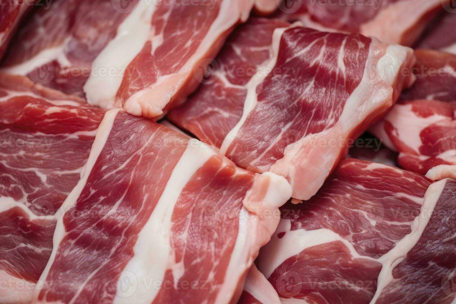 AI generated Macro shot of pork meat. Meat textured background. Beef steak is raw and juicy. AI Generated photo