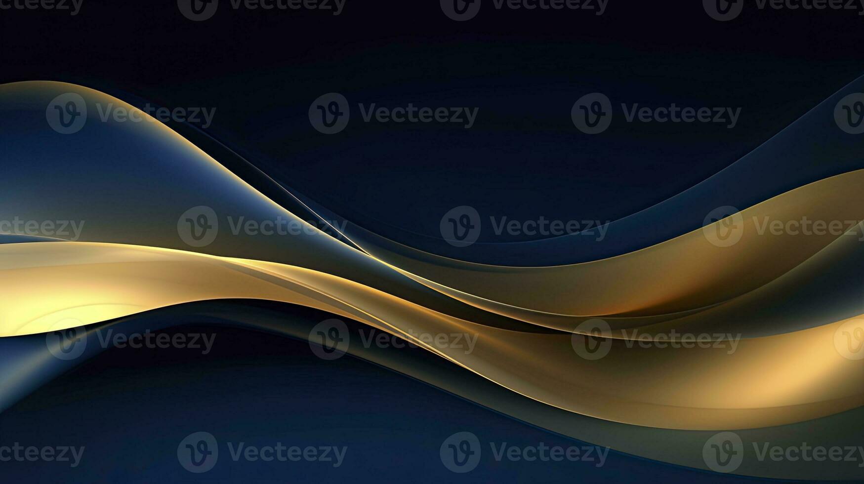 AI generated Gold and navy blue waves abstract. AI Generated. photo