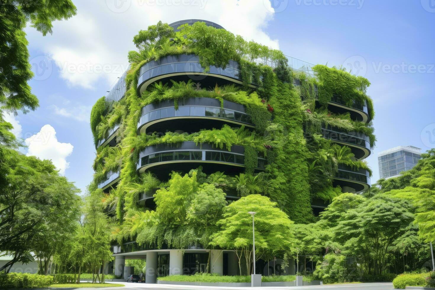 AI generated Office building with green environment. AI Generated photo