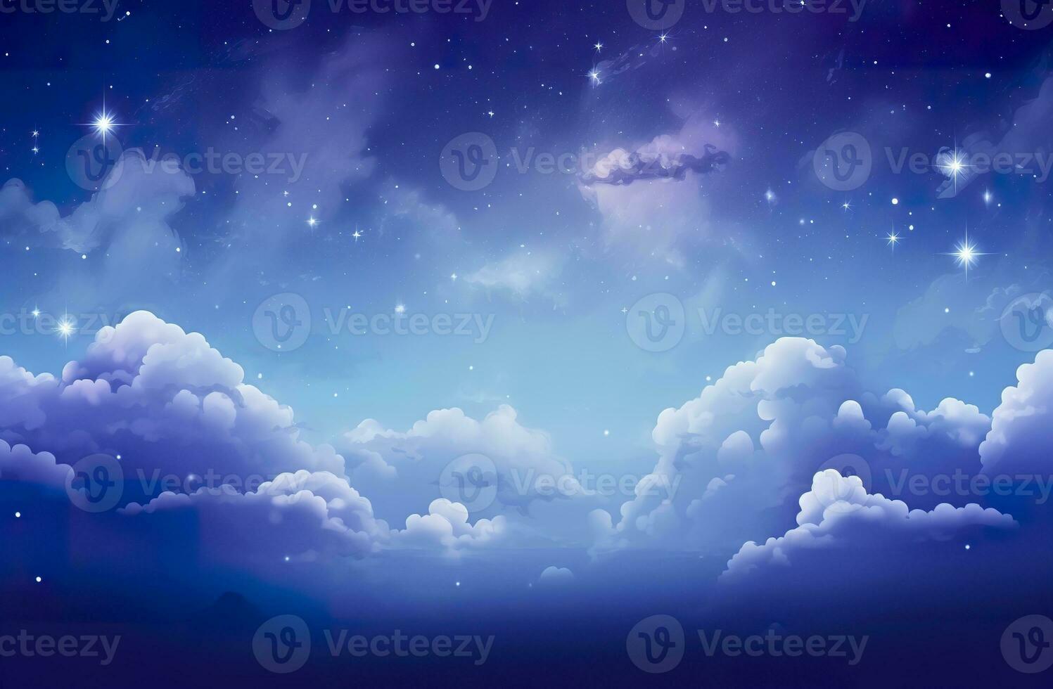 AI generated Space of night sky with clouds and stars. Generative AI photo