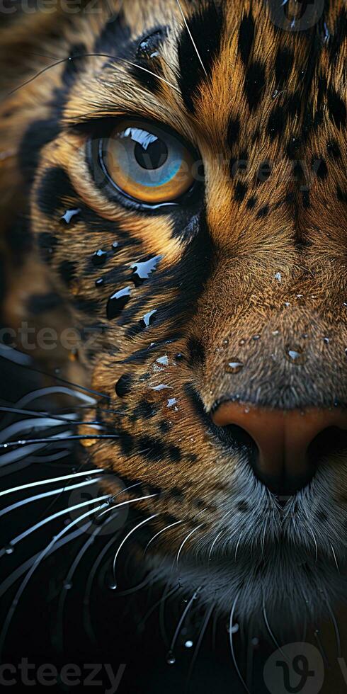 AI generated Leopard macro photography. AI Generated photo