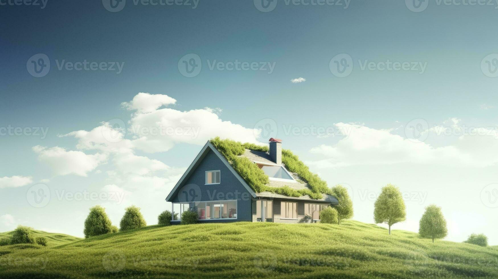 AI generated Green and environmentally friendly housing concept. AI Generated photo