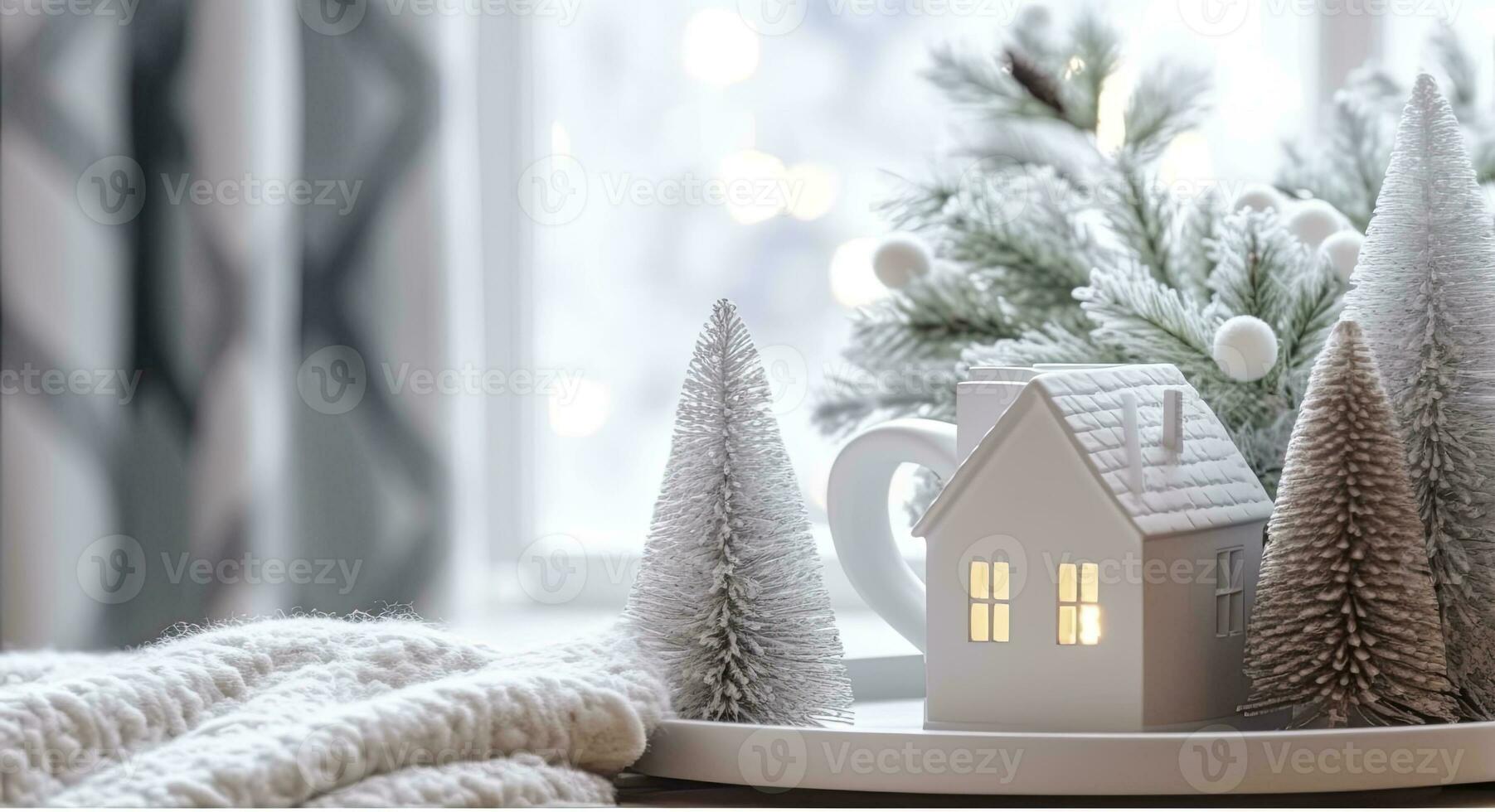 AI generated A cozy concept of festive home decoration for Christmas. AI Generated photo