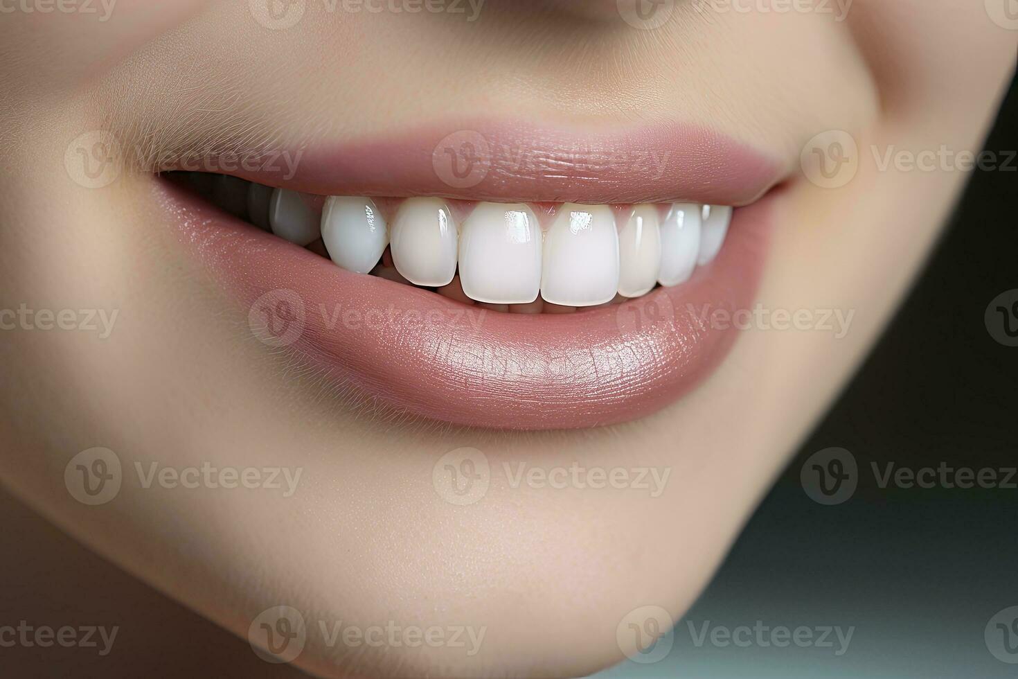 AI generated Close up of a smile with nice white teeth. AI Generated photo