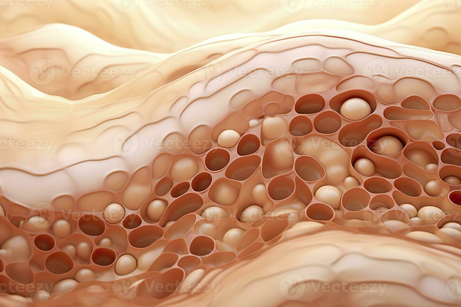 AI generated Saggy skin layer and skin cells, 3D rendering. Generative AI photo