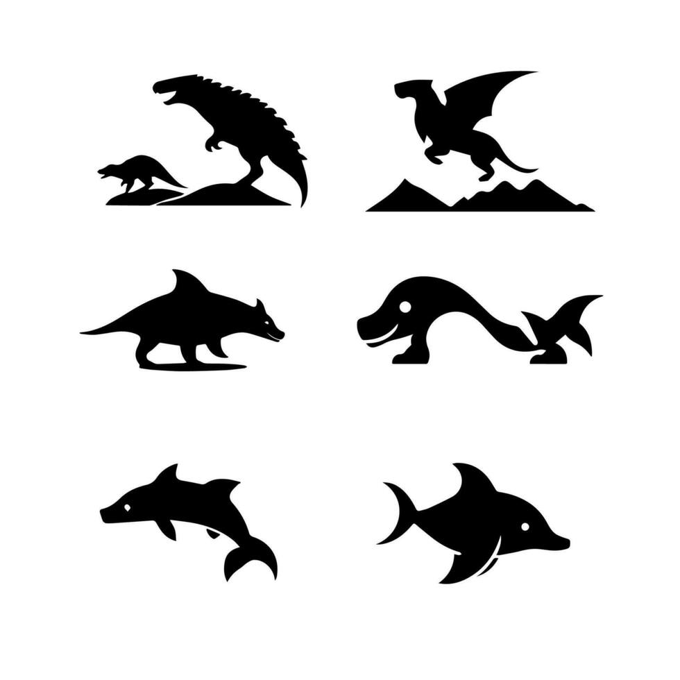 Ancient animal icon set ice age vector