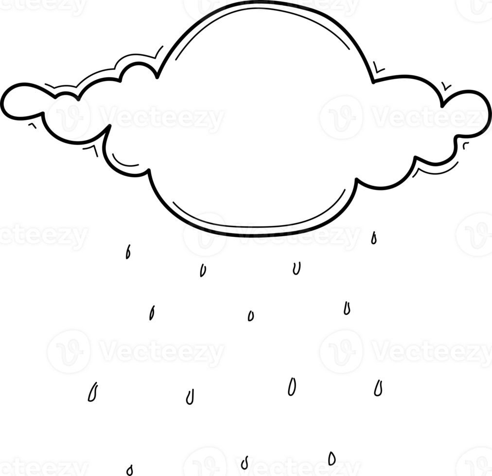 Hand drawn rain clouds illustration on transparent background. png