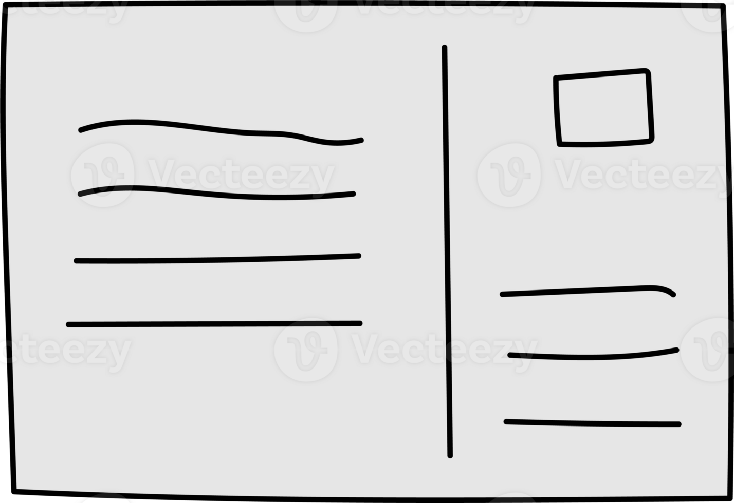 Hand drawn postcard illustration on transparent background. png