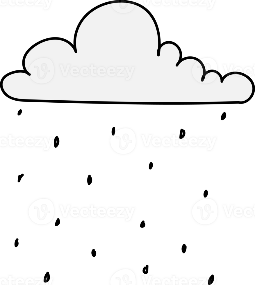 hand- getrokken regen wolken illustratie Aan transparant achtergrond. png
