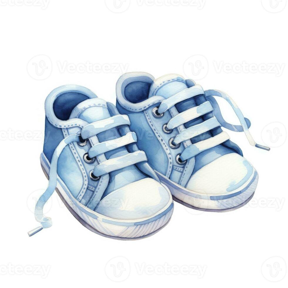 AI generated Watercolor newborn small shoes isolated white background. AI Generated photo