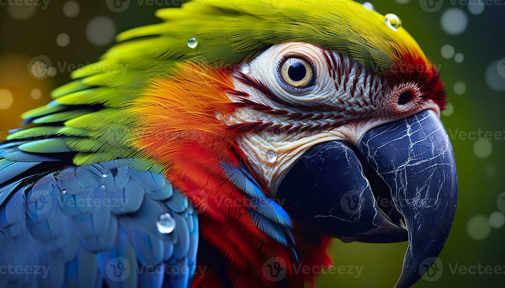 AI generated Tropical macaw perched, vibrant feathers in focus. Generative AI photo