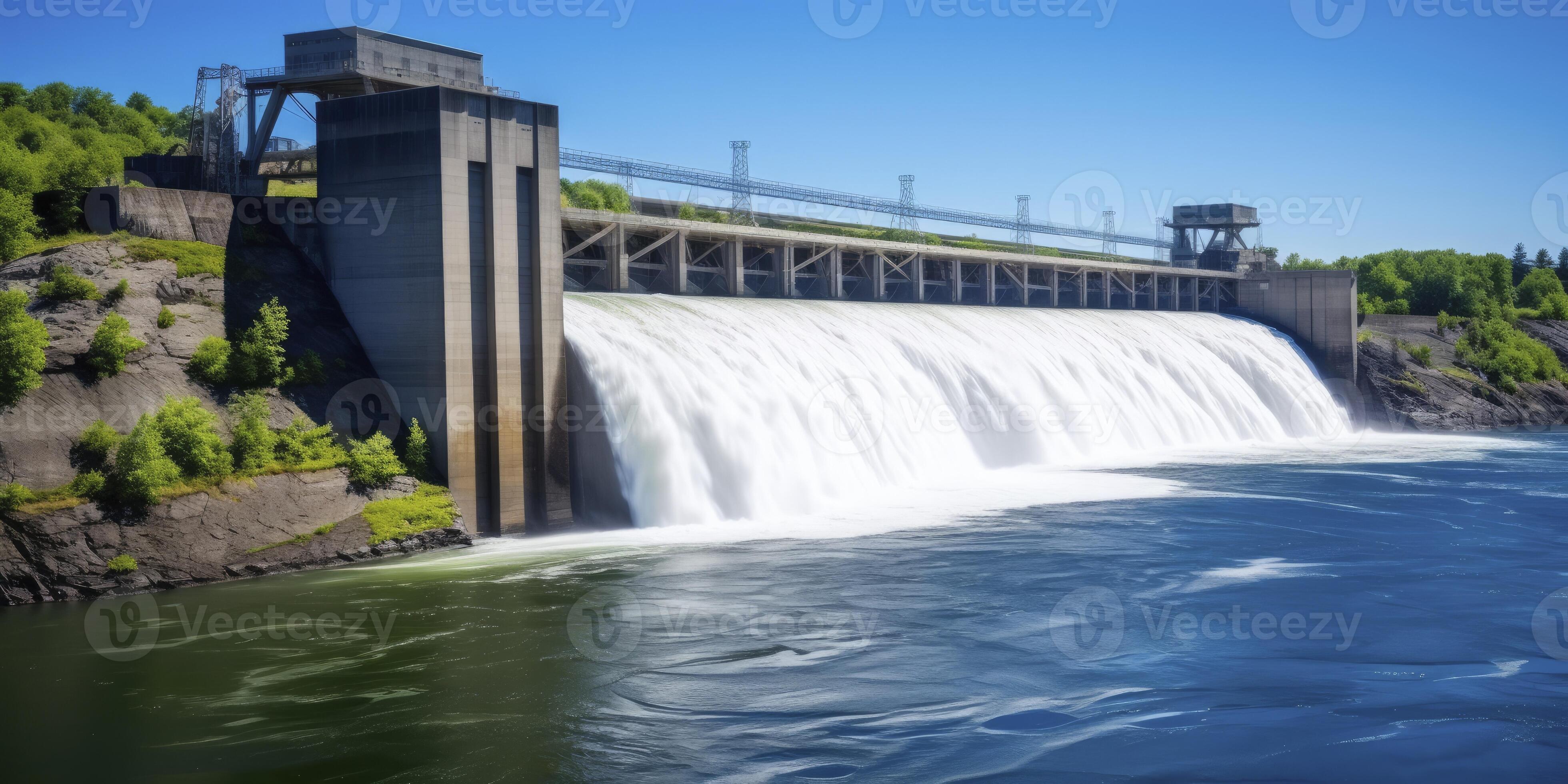 AI generated Hydroelectric dam generating green energy from flowing
