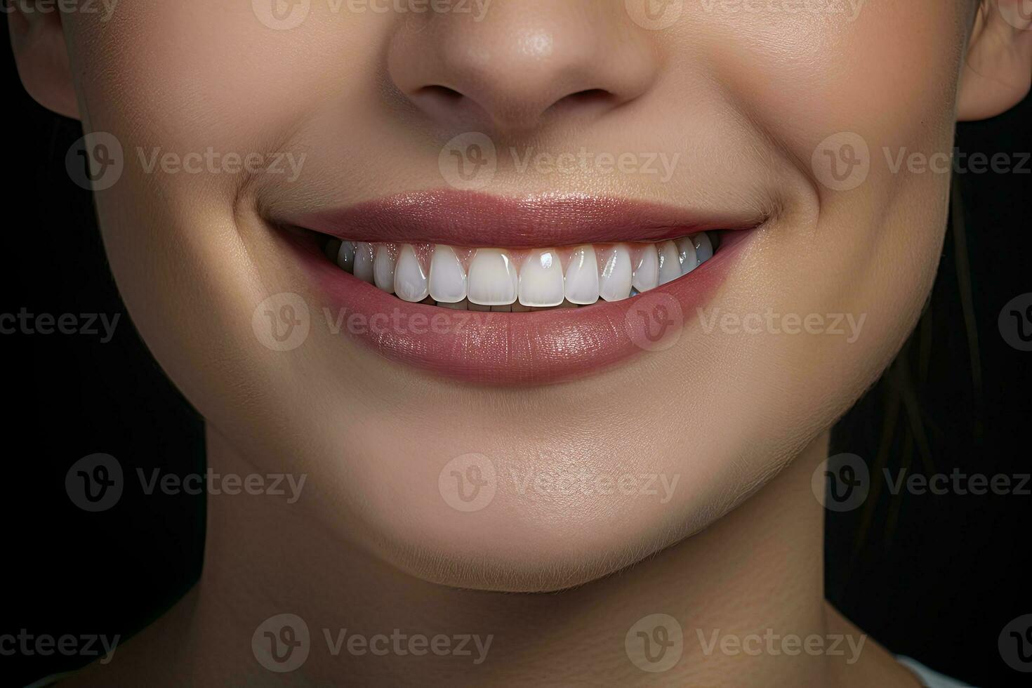 AI generated Close up of a smile with nice white teeth. AI Generated photo