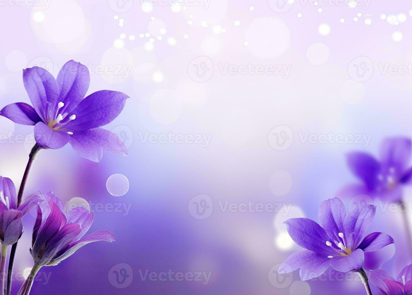 AI generated Abstract spring background with purple flowers. AI Generated photo