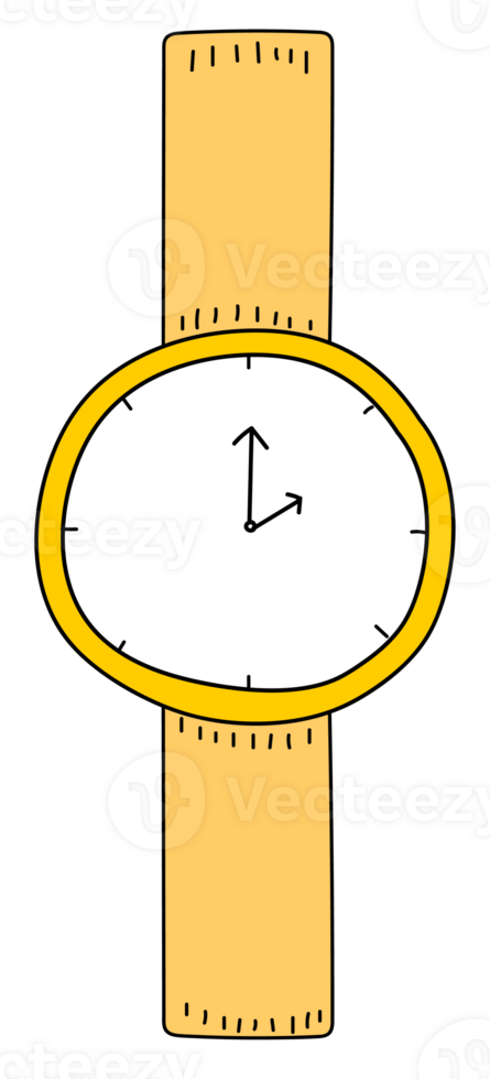 Hand drawn watch illustration on transparent background. png