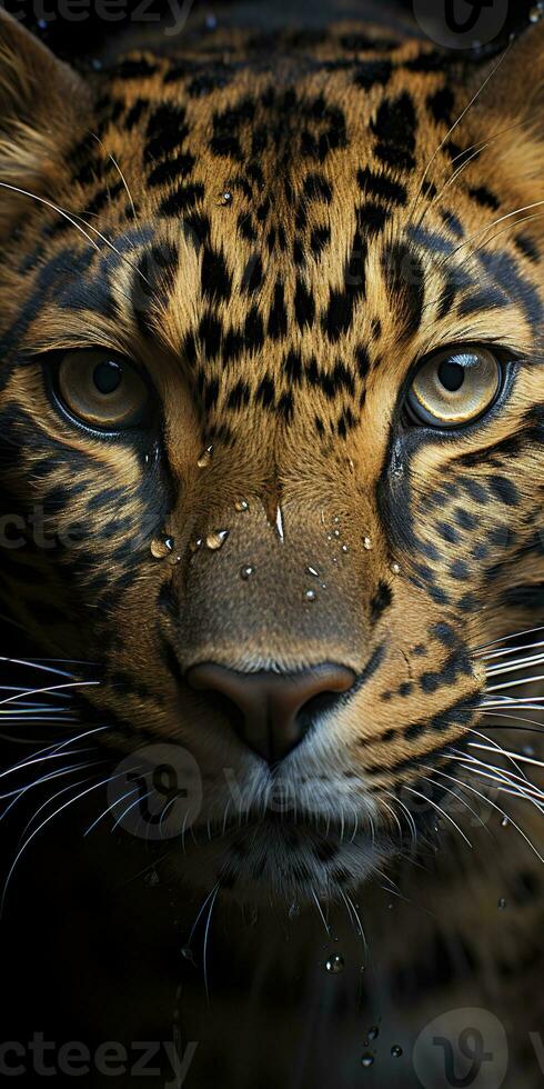 AI generated Leopard macro photography. AI Generated photo