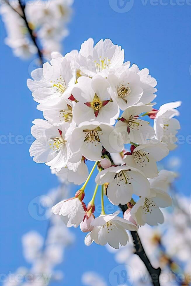 AI generated Cherry Blossom Against Clear Blue Sky.AI Generated. photo