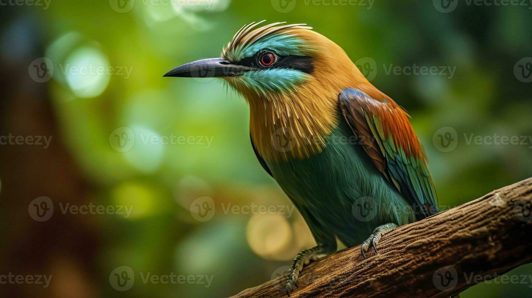 AI generated Turquoise Browed Motmot in vibrant colors. Generative AI photo