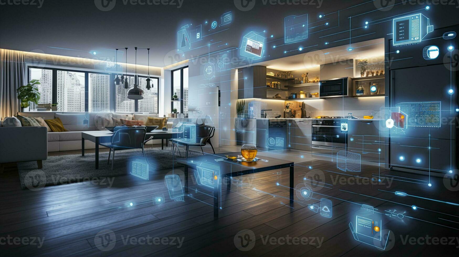 AI generated A Glimpse into the Connected Smart Home of Tomorrow. AI Generated photo