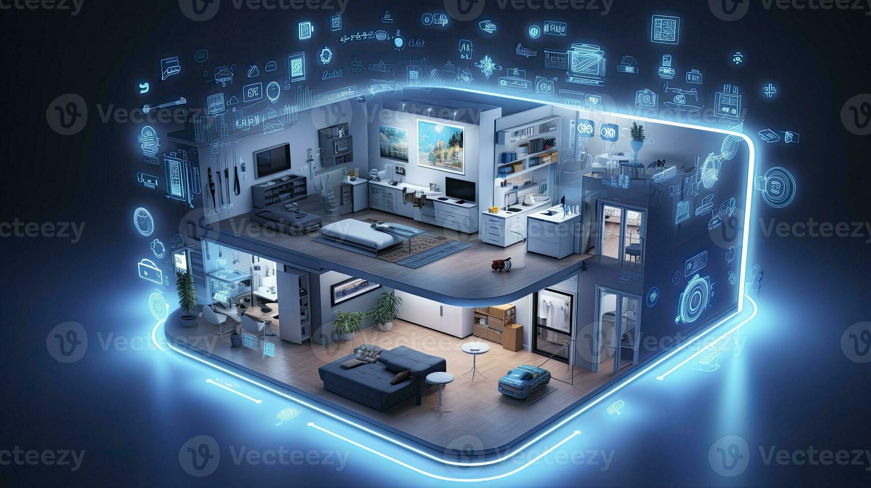 AI generated A Glimpse into the Connected Smart Home of Tomorrow. AI Generated photo