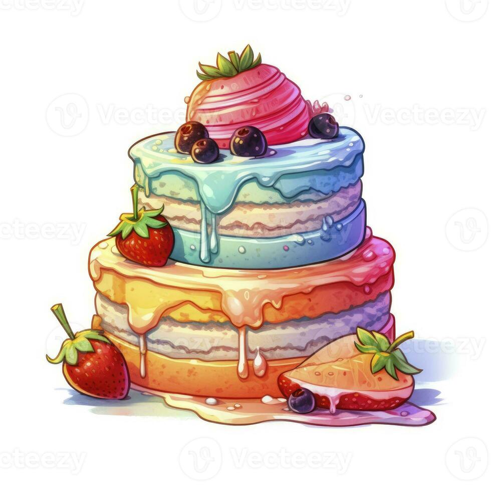 AI generated Set of Cake piece illustration on white background. AI Generated photo