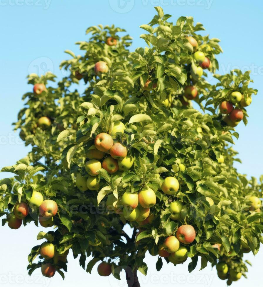 AI generated A beautiful green apple tree. AI Generated photo