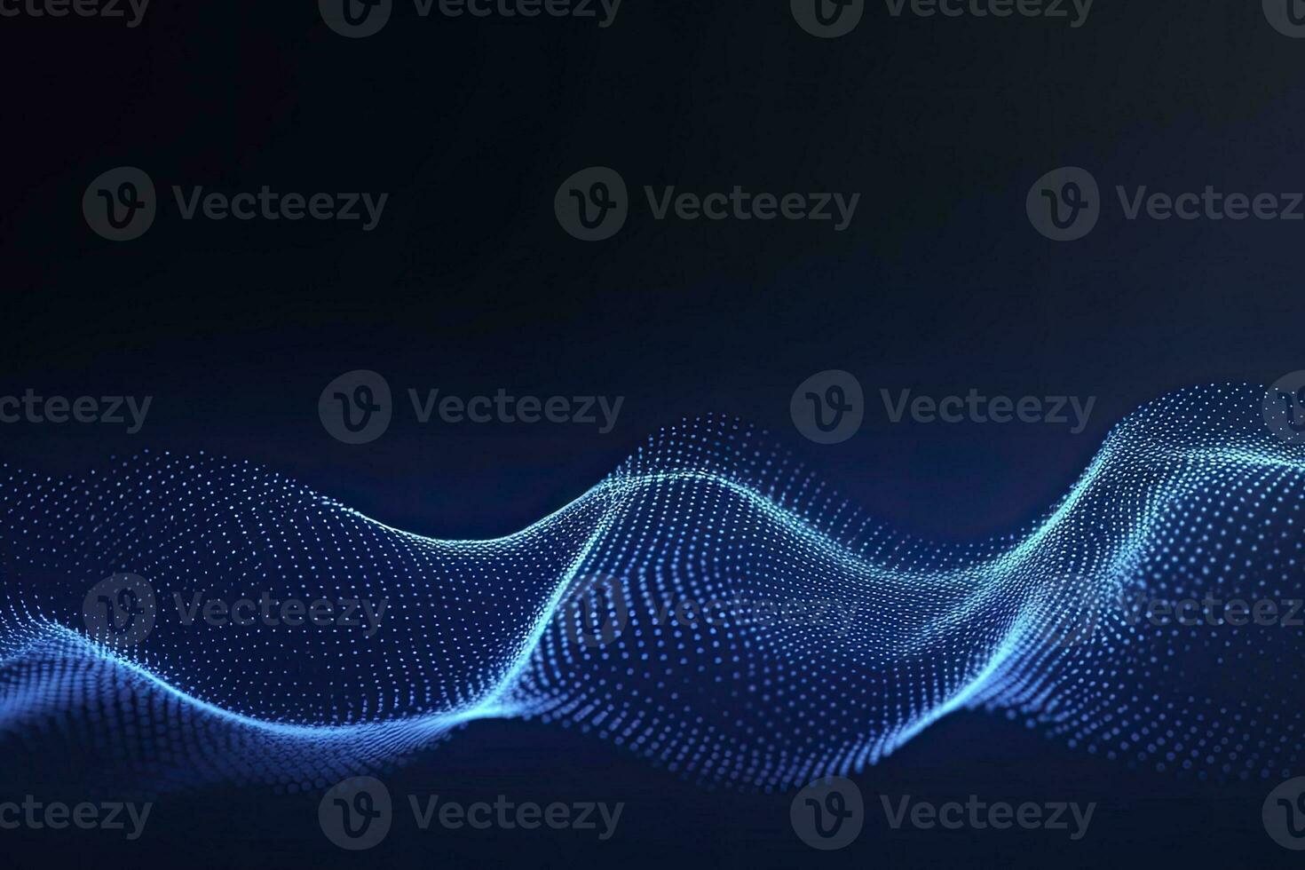 AI generated Dynamic blue particle wave. Abstract sound visualization. Digital structure of the wave flow of luminous particles. AI Generated. photo