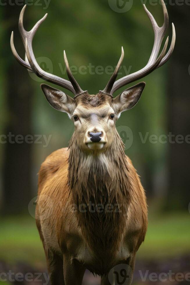 ai generado cerca arriba de rojo ciervo ciervo. ai generado foto