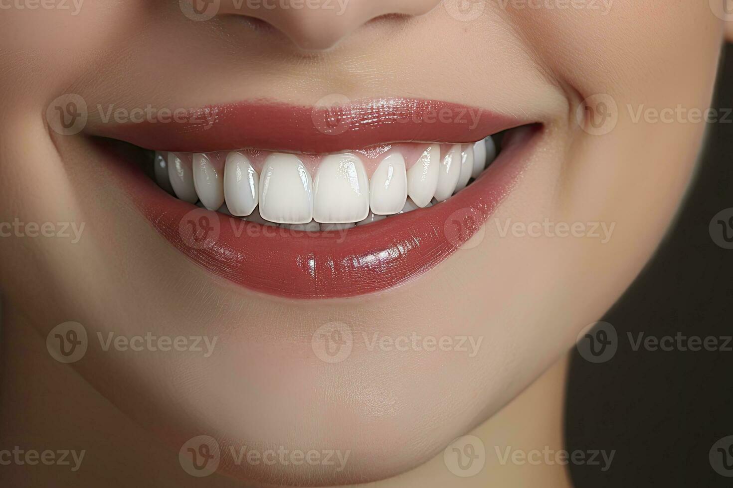 AI generated Close up of a smile with nice white teeth. AI Generated photo