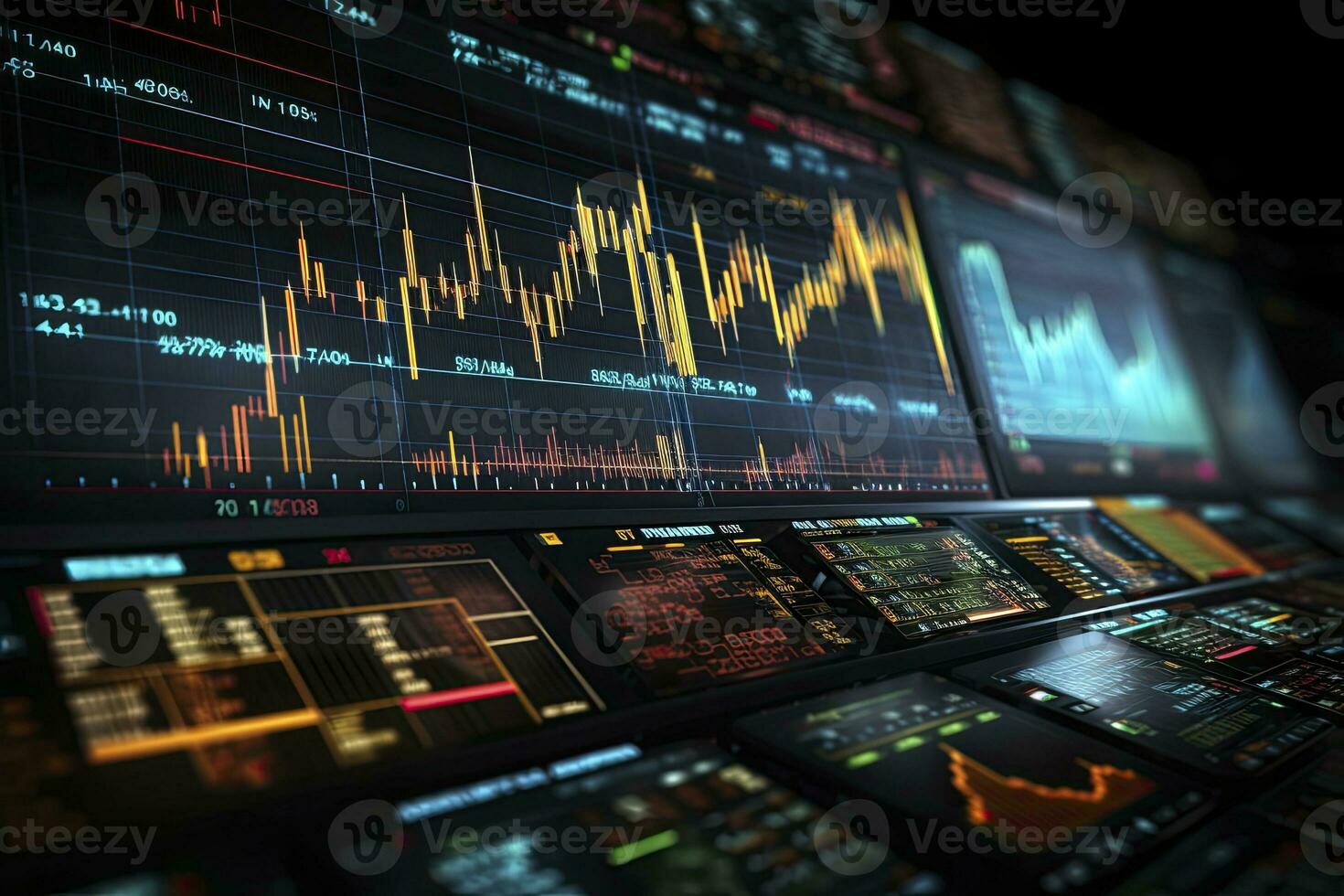 AI generated Digitally Generated Currency and Exchange Stock Chart for Finance and Economy Based Computer Software and Coding Display. AI Generated photo