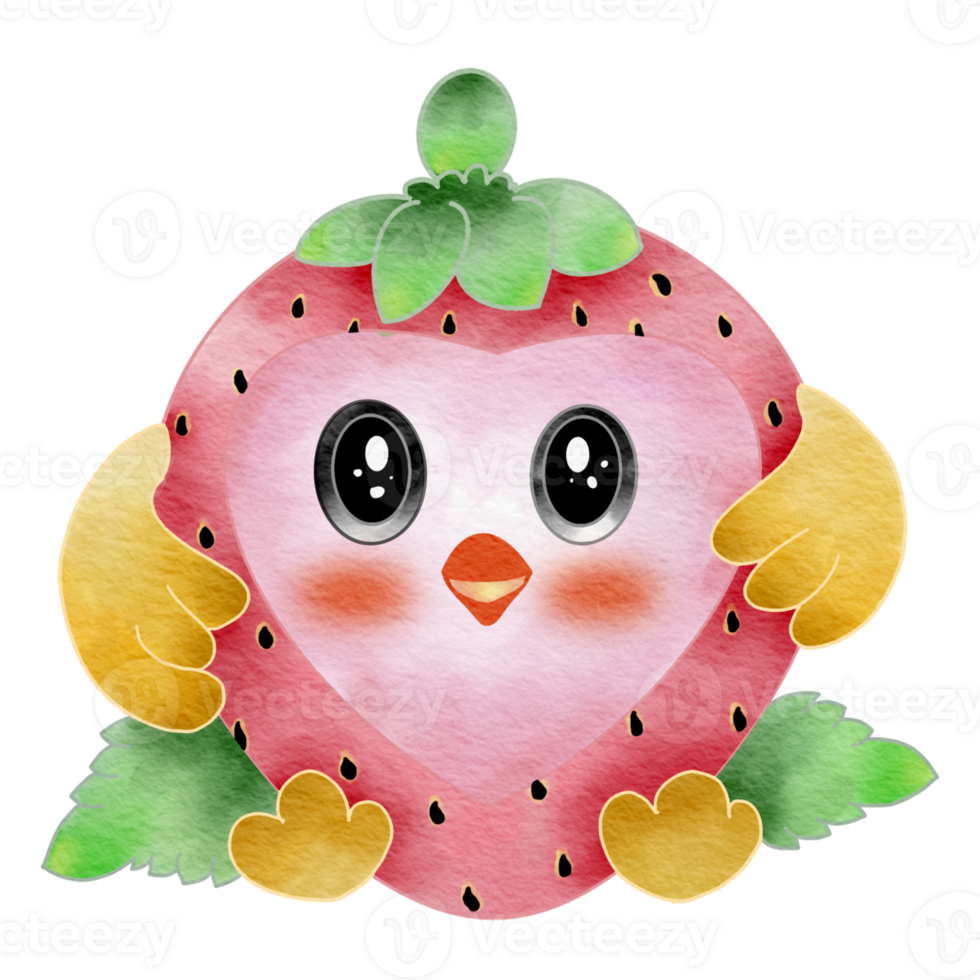 cute red strawberry penguin png