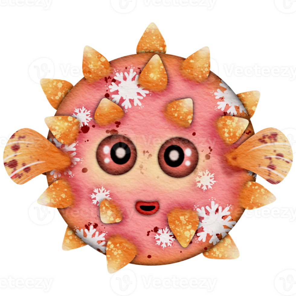 Christmas themed puffer fish png