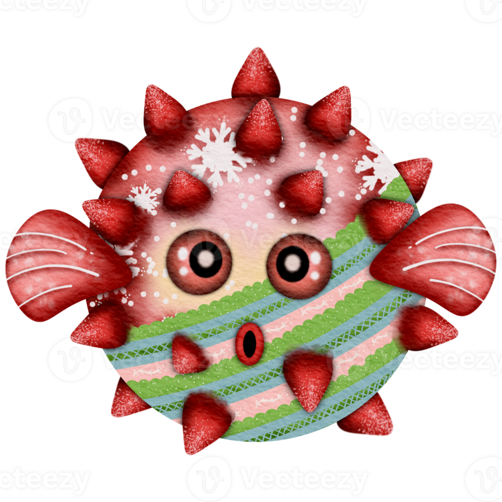 Christmas themed puffer fish png