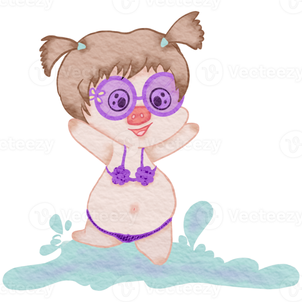 Cute Little pig in a bikini png