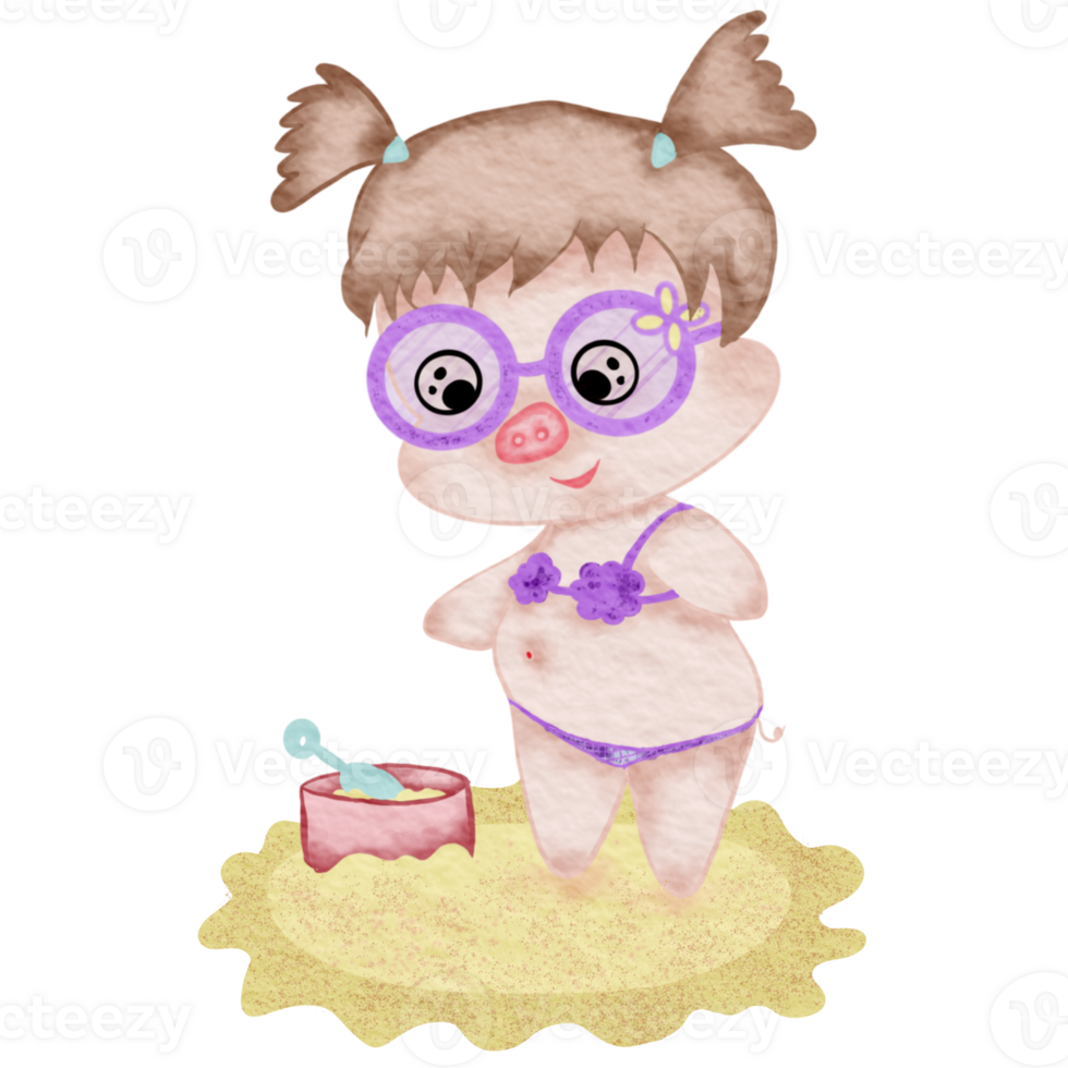 Cute Little pig in a bikini png