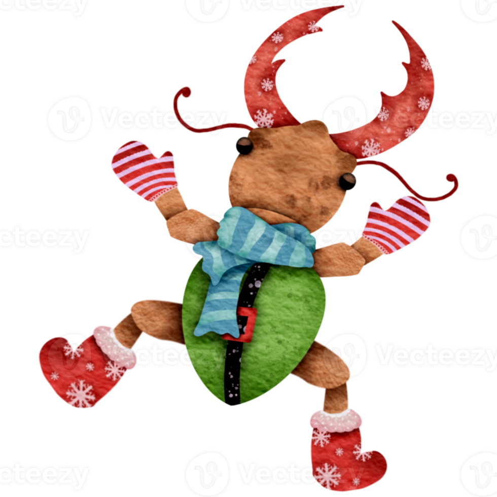 Little beetle in a Christmas theme png