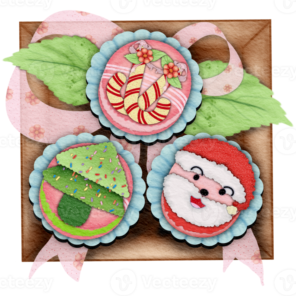 Christmas themed macarons in a box png