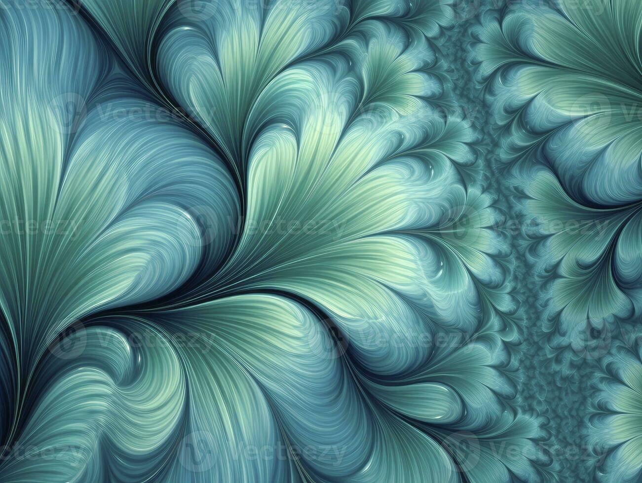 AI generated Aqua and Green psychedelic fractal.  AI Generated photo